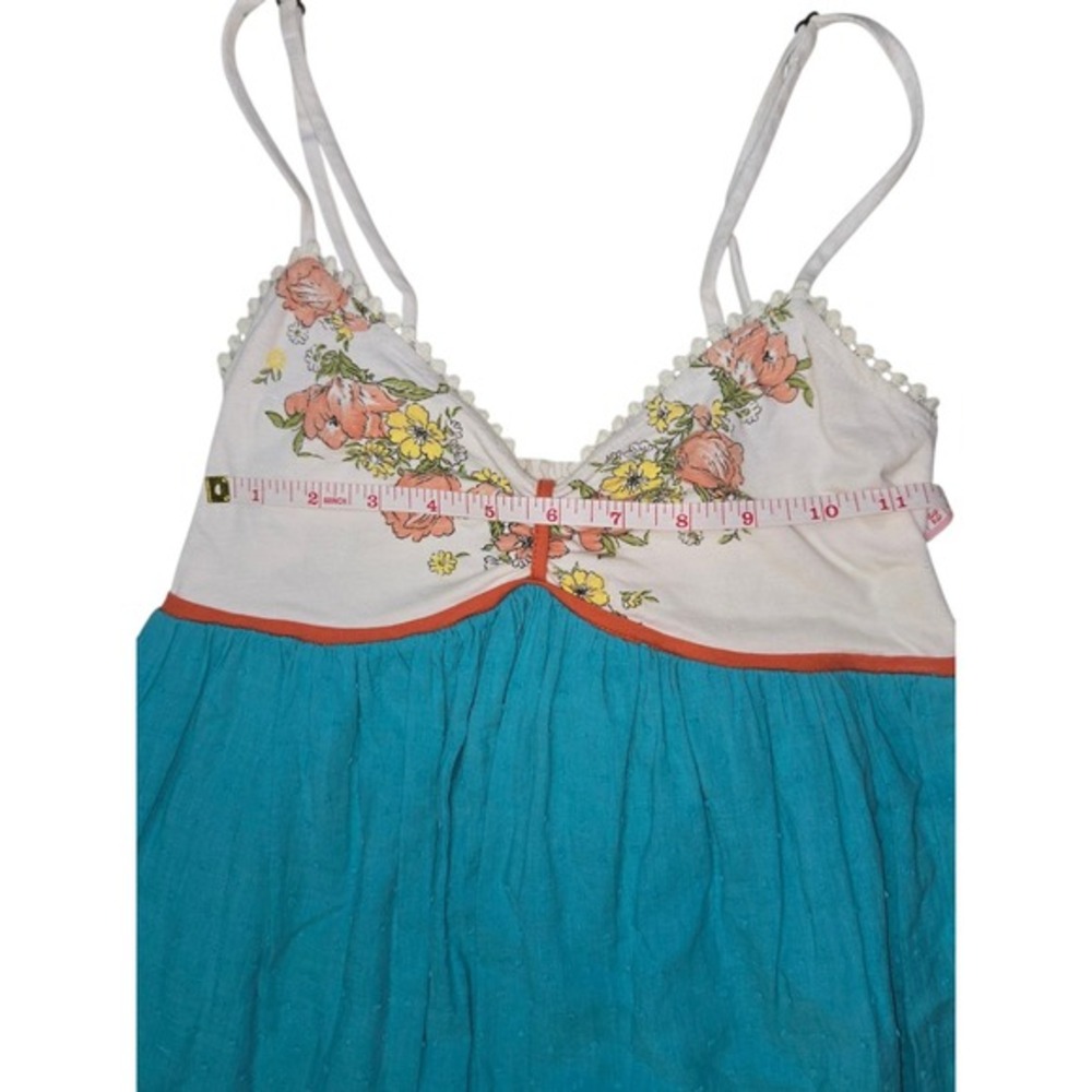Scrapbook Originals Womens Swiss Dot Floral Sun Dress Turquoise Blue Medium - Picture 4 of 7